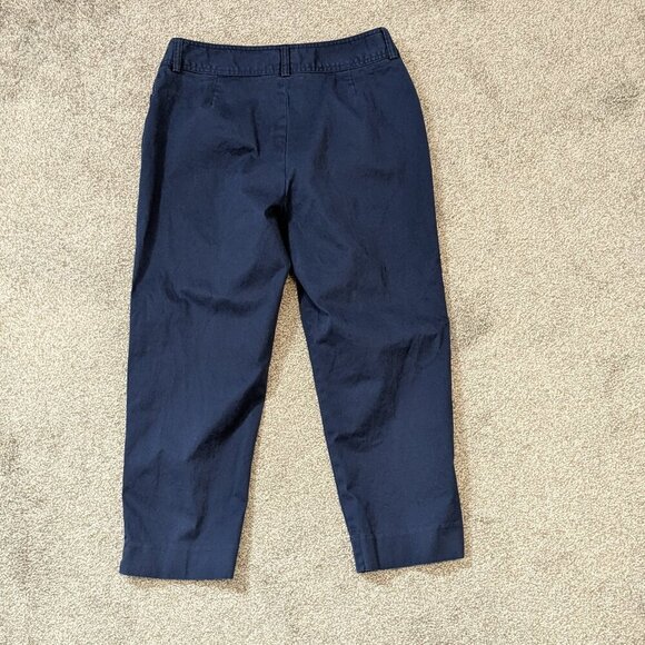 JONES NEW YORK Stretch Navy Blue Mid-Rise Front Zip Crop Pants; Size 8 - Picture 2 of 4